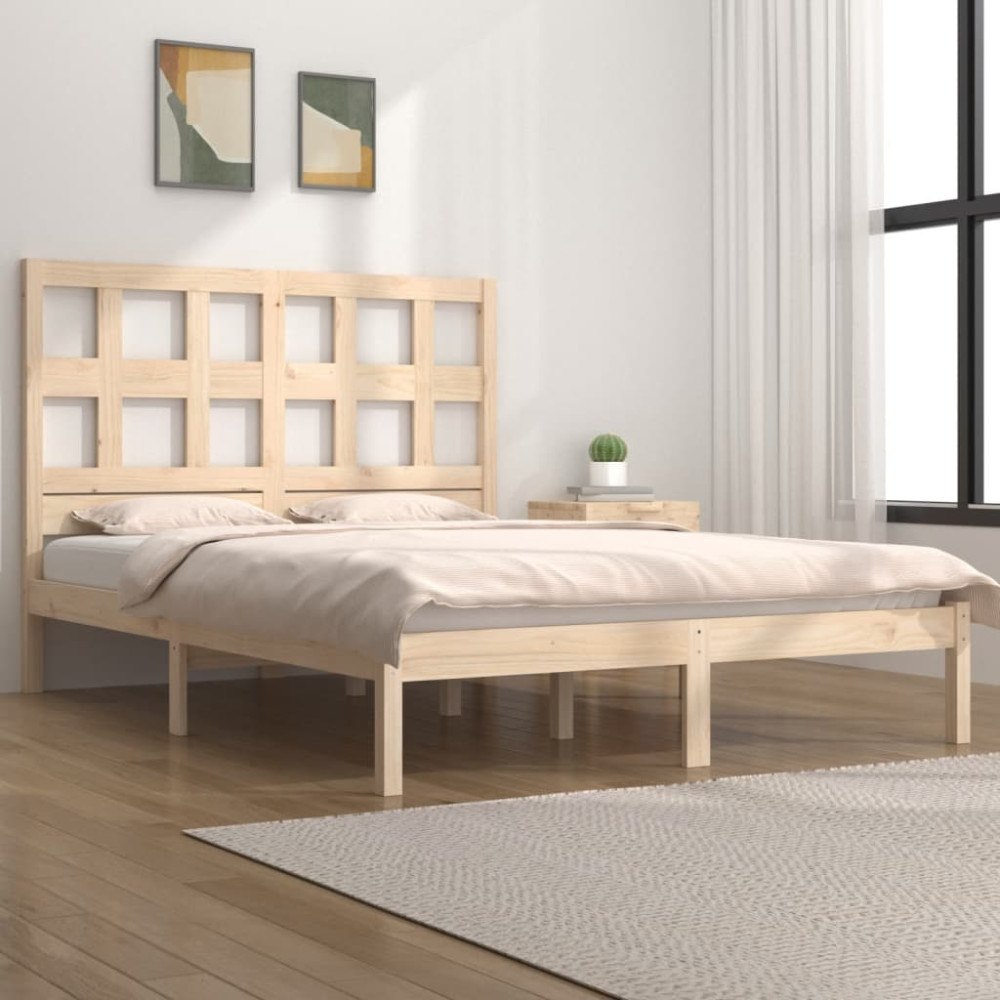 vidaXL Sängram utan madrass 200x200 cm massiv furu