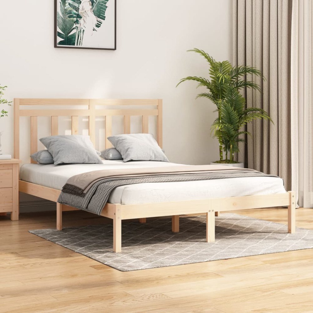 vidaXL Sängram massivt trä 140x190 cm