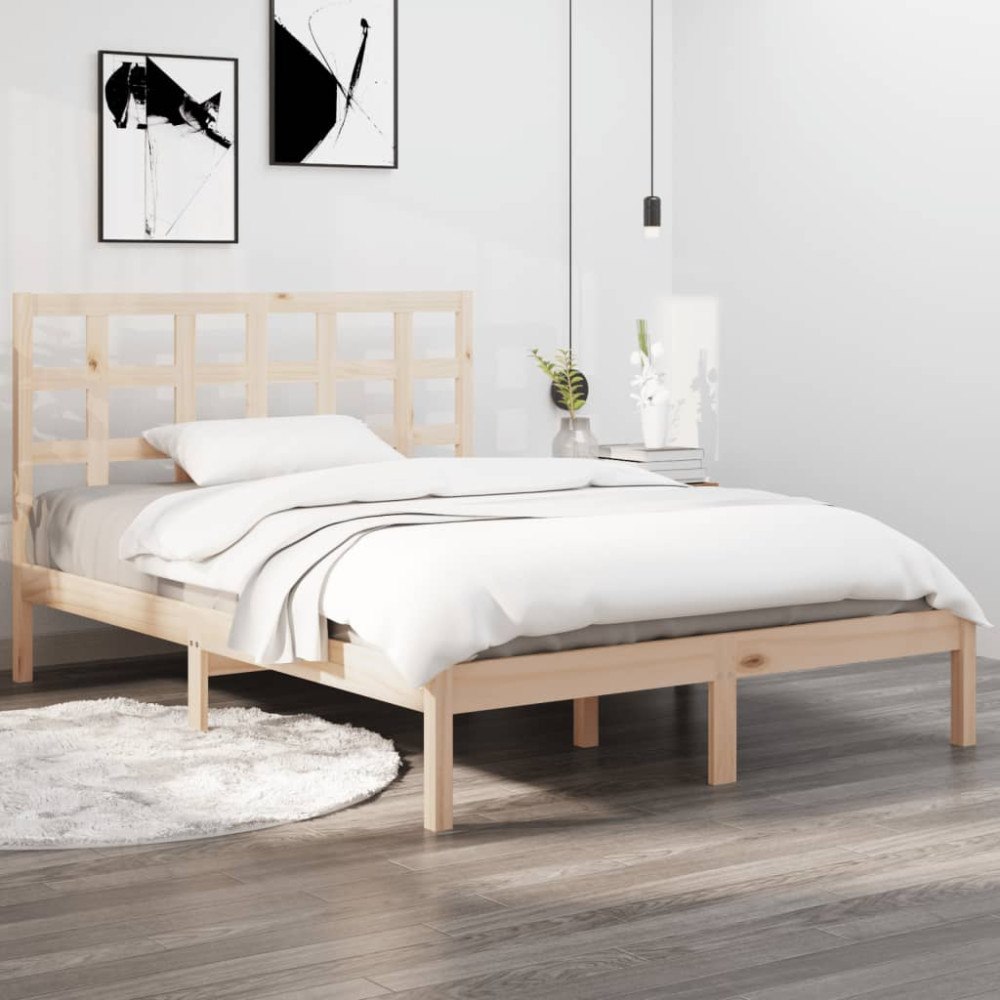 vidaXL Sängram massivt trä 200x200 cm