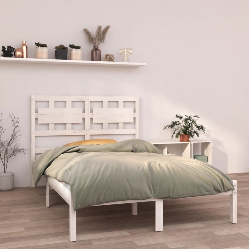vidaXL Sängram vit massivt trä 140x190 cm