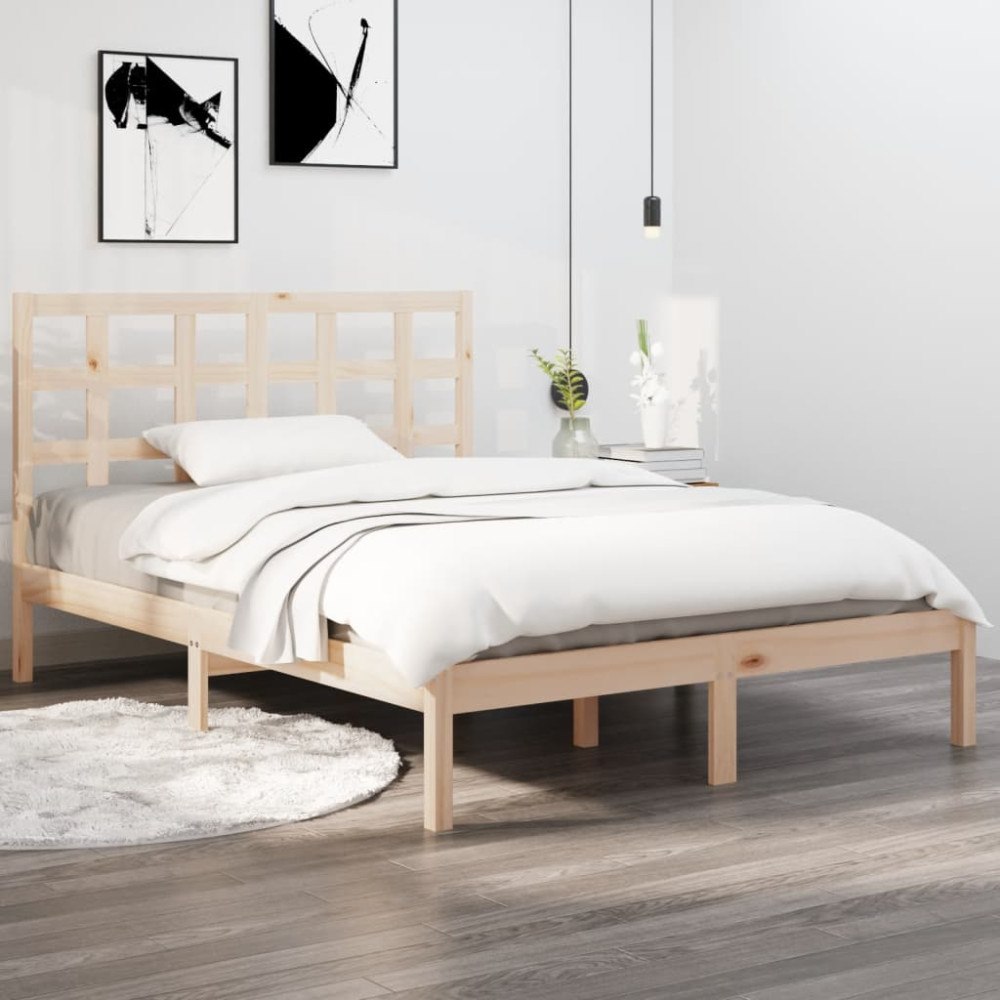 vidaXL Sängram massivt trä 120x190 cm
