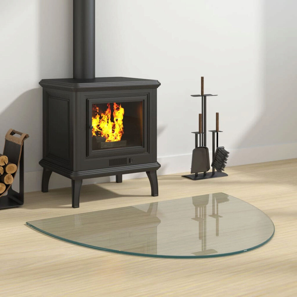 vidaXL Glasskiva för öppen spis halvrund 800x600 mm