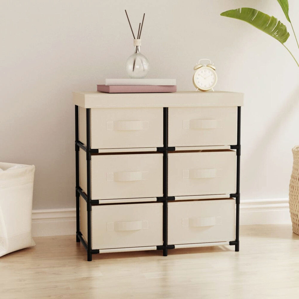 vidaXL Byrå med 6 lådor 55x29x55 cm gräddvit stål