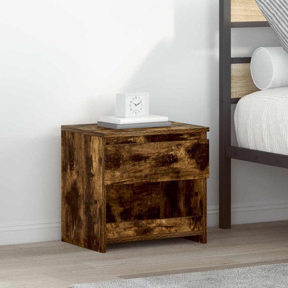 vidaXL Sängbord rökfärgad ek 40x30x39 cm konstruerat trä