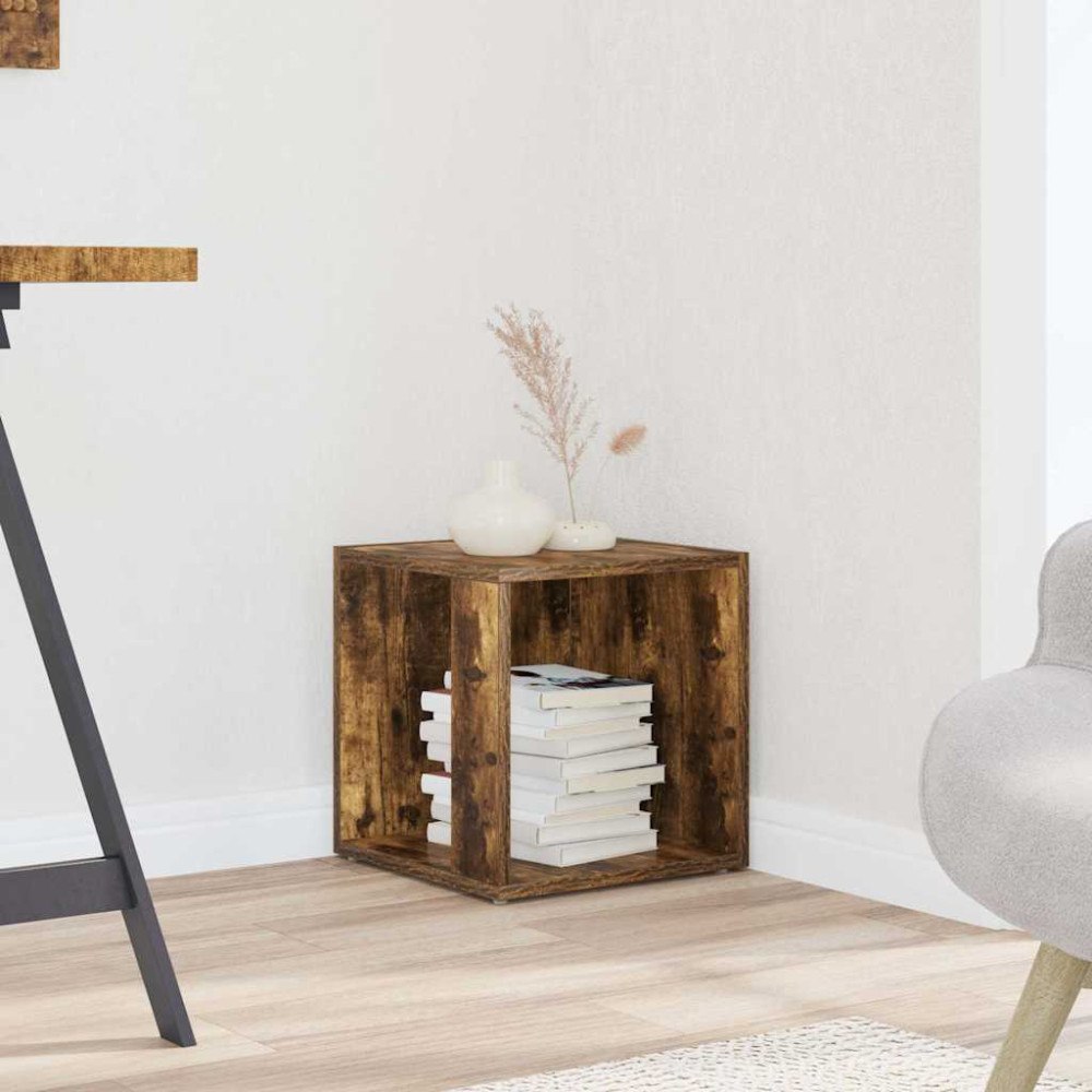 vidaXL Sidobord rökfärgad ek 33x33x34,5 cm konstruerat trä