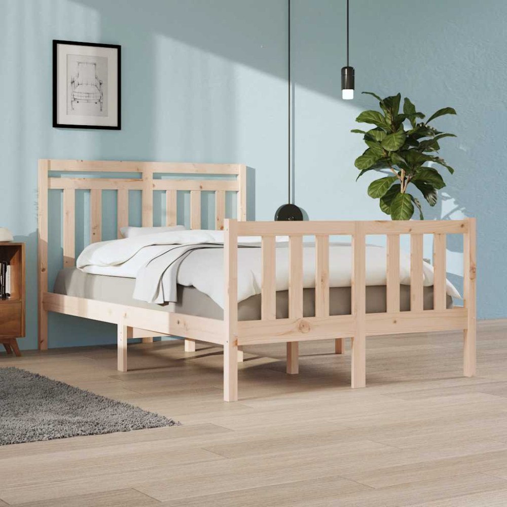 vidaXL Sängram massivt trä 120x190 cm