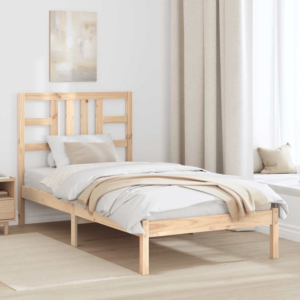 vidaXL Sängram massivt trä 90x190 cm