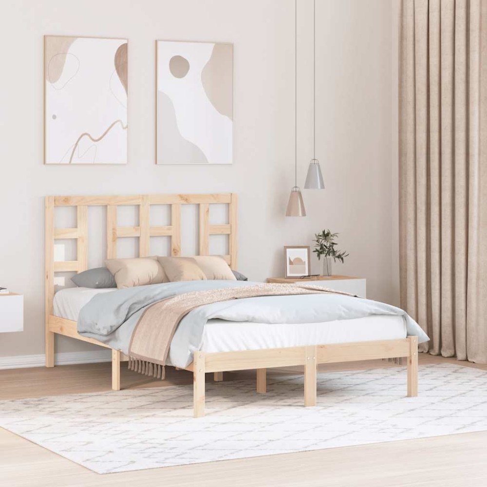 vidaXL Sängram massivt trä 120x190 cm