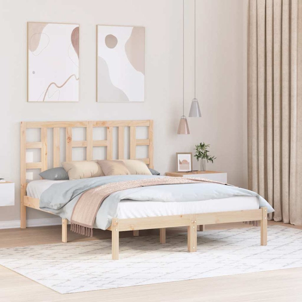 vidaXL Sängram massivt trä 135x190 cm