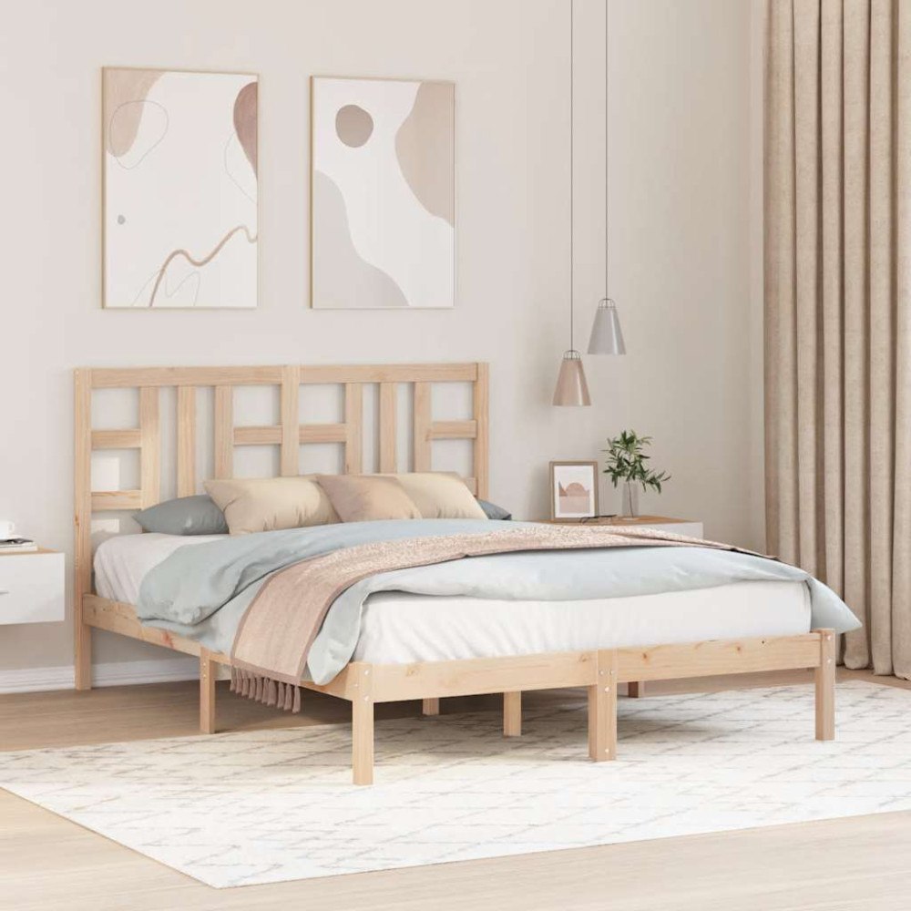 vidaXL Sängram massivt trä 140x190 cm