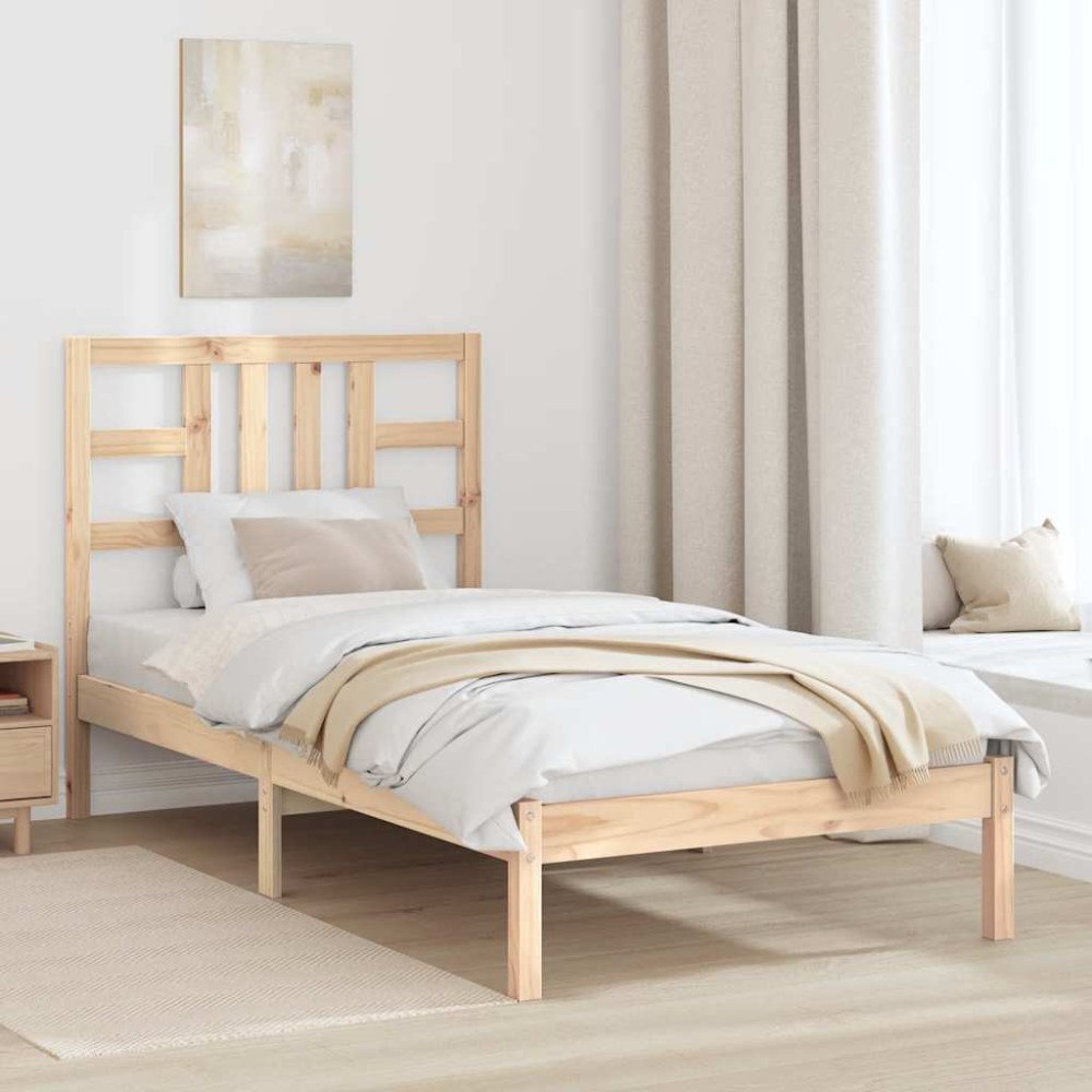 vidaXL Sängram massivt trä 90x200 cm