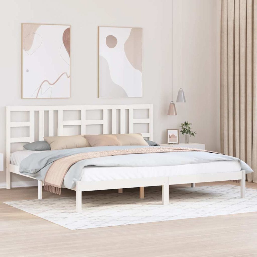 vidaXL Sängram vit massivt trä 200x200 cm