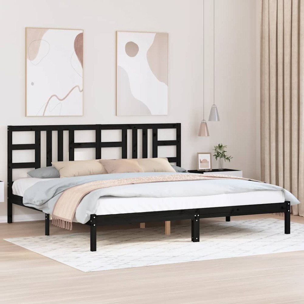 vidaXL Sängram svart massivt trä 200x200 cm