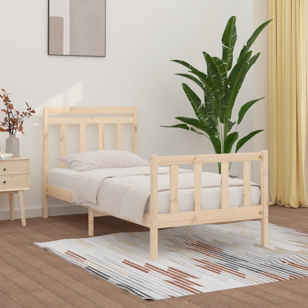 vidaXL Sängram massiv furu 90x200 cm
