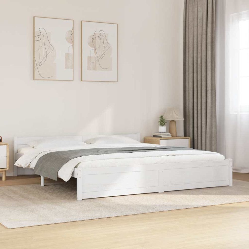 vidaXL Sängram vit massivt trä 200x200 cm
