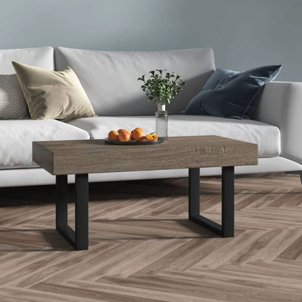 vidaXL Soffbord grå och svart 90x45x40 cm MDF och järn