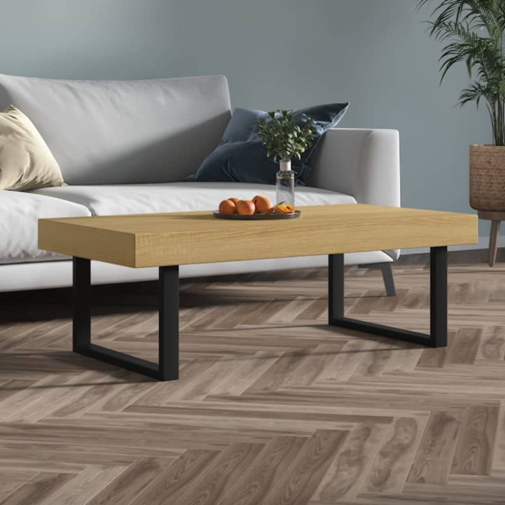 vidaXL Soffbord ljusbrun och svart 120x60x40 cm MDF och järn