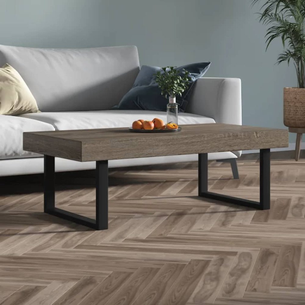 vidaXL Soffbord grå och svart 120x60x40 cm MDF och järn