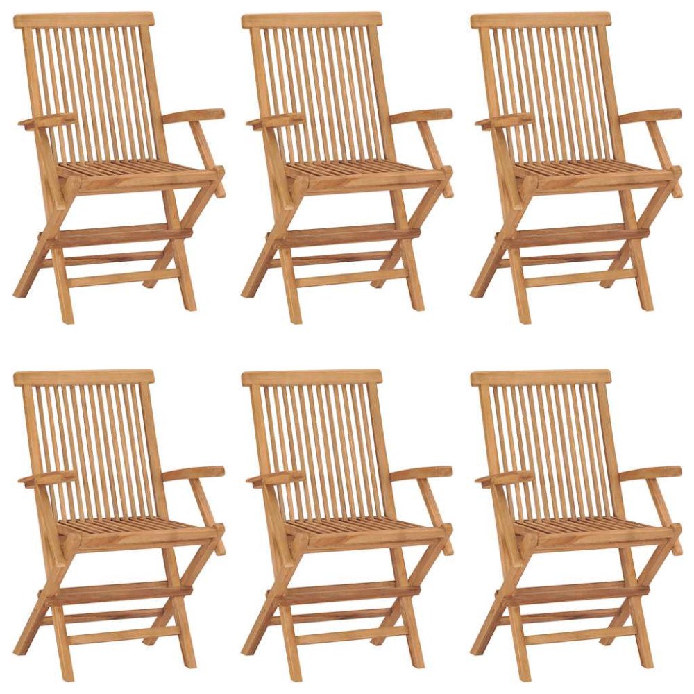 vidaXL Hopfällbara trädgårdsstolar 6 st massiv teak