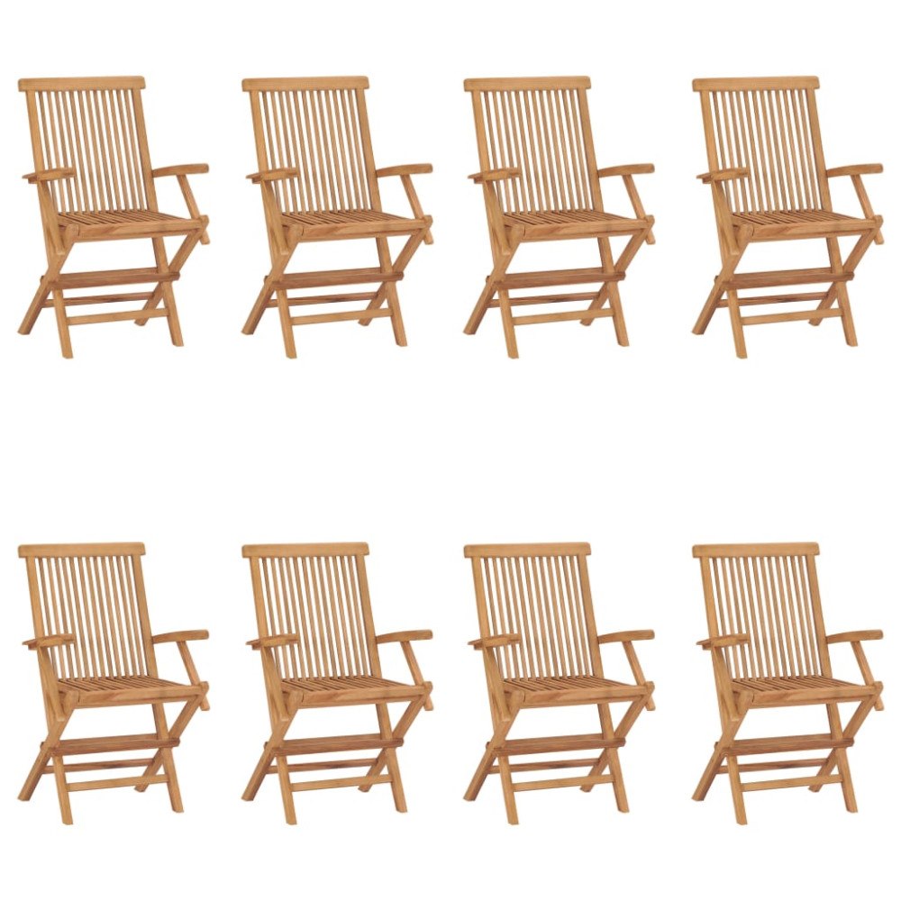 vidaXL Hopfällbara trädgårdsstolar 8 st massiv teak