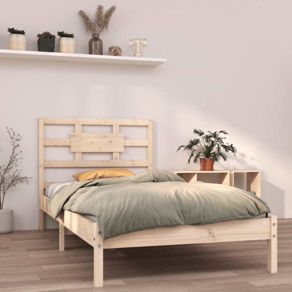 vidaXL Sängram massivt trä 90x200 cm