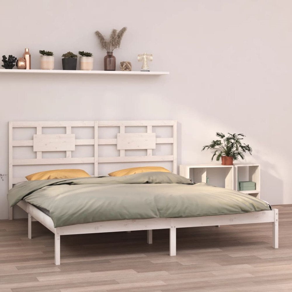 vidaXL Sängram vit massivt trä 200x200 cm