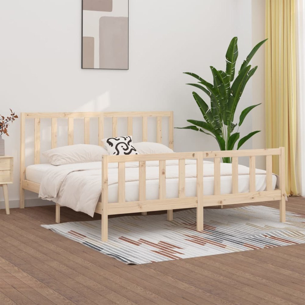vidaXL Sängram massivt trä 200x200 cm