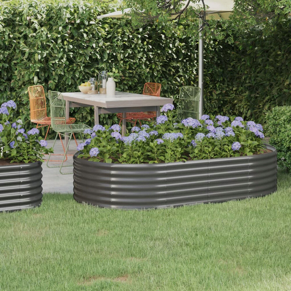 vidaXL Odlingslåda pulverlackerat stål 175x100x36 cm grå