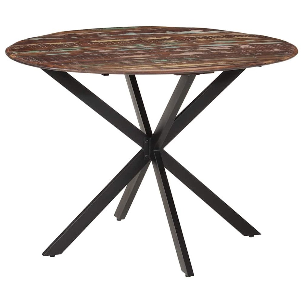 vidaXL Matbord Ø110x78 cm massivt återvunnet trä och stål