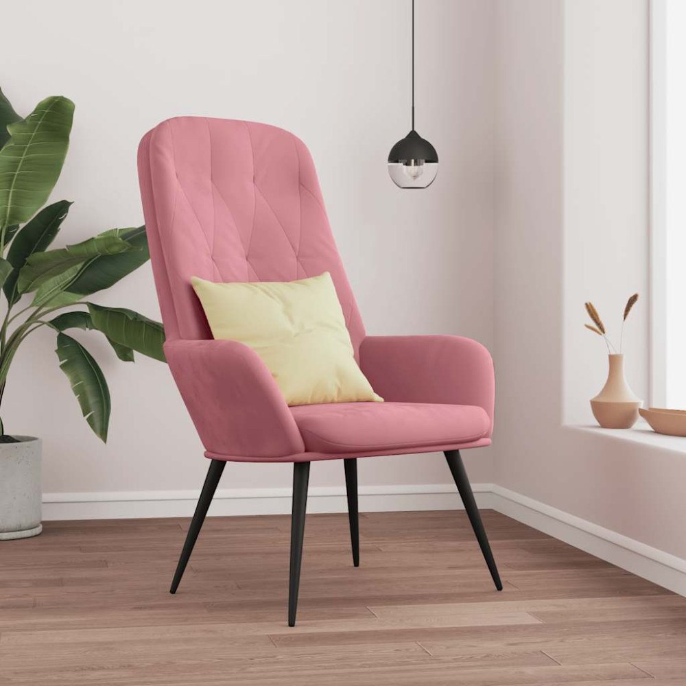 vidaXL Vilstol rosa sammet