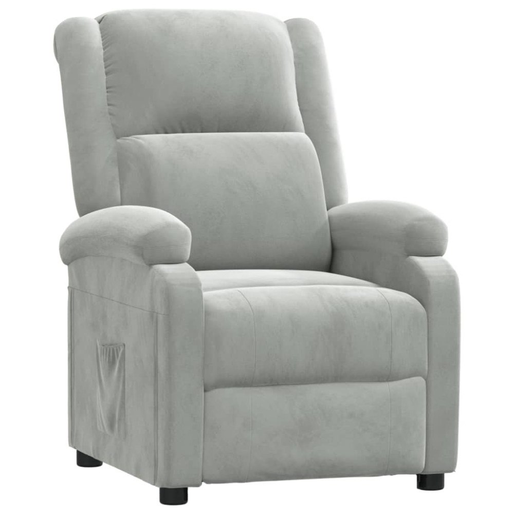 vidaXL Reclinerfåtölj ljusgrå sammet