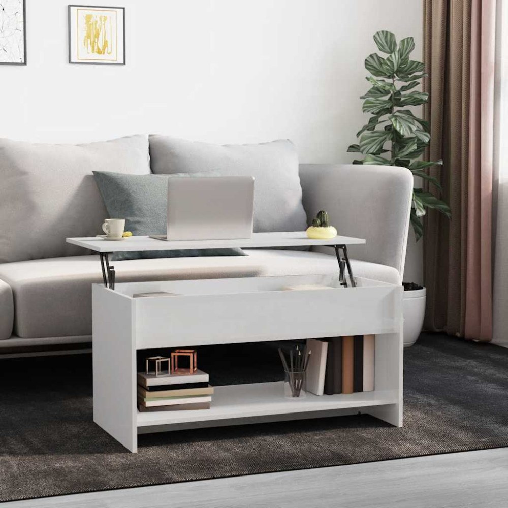 vidaXL Soffbord vit högglans 102x50x52,5 cm konstruerat trä