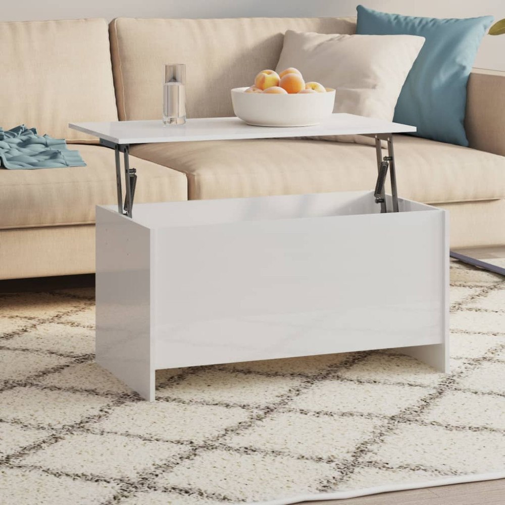 vidaXL Soffbord vit högglans 102x55,5x52,5 cm konstruerat trä