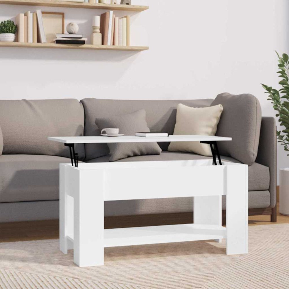 vidaXL Soffbord vit högglans 101x49x52 cm konstruerat trä