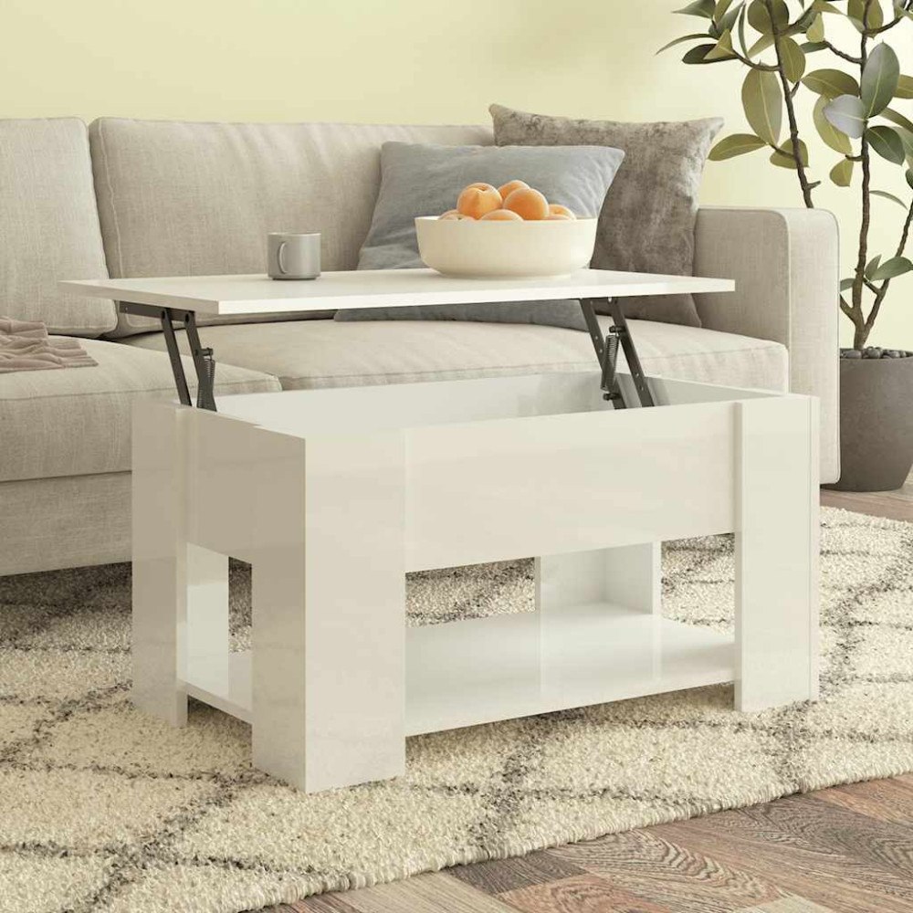 vidaXL Soffbord vit högglans 79x49x41 cm konstruerat trä