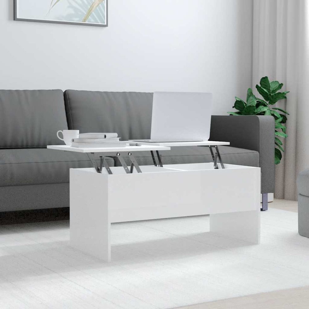 vidaXL Soffbord vit högglans 102x50,5x46,5 cm konstruerat trä
