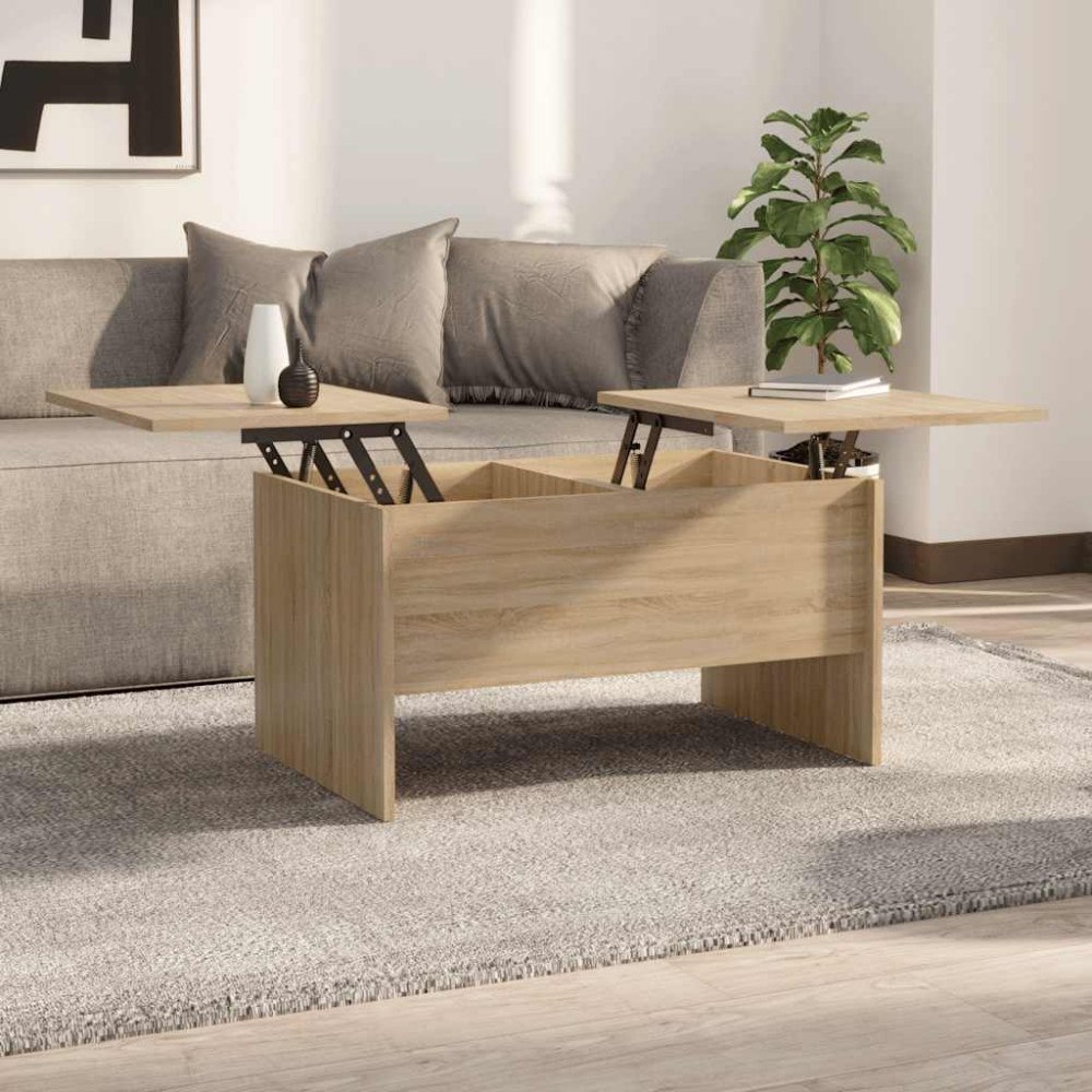 vidaXL Soffbord sonoma-ek 80x50x42,5 cm konstruerat trä