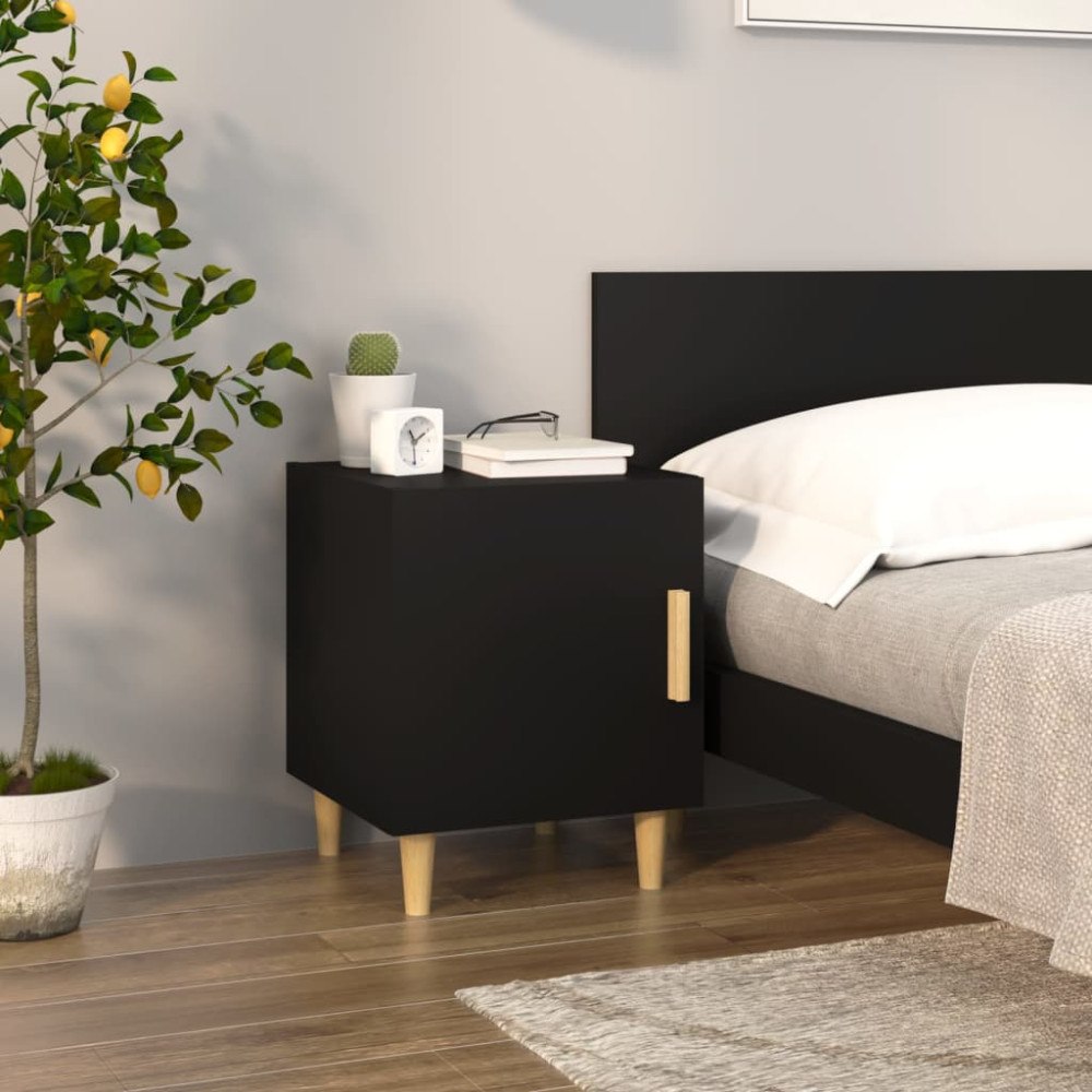 vidaXL Sängbord svart konstruerat trä