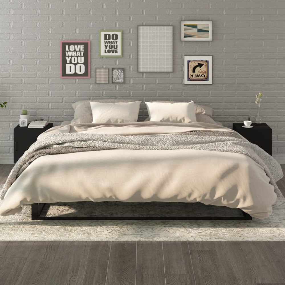 vidaXL Sängbord 2 st svart konstruerat trä