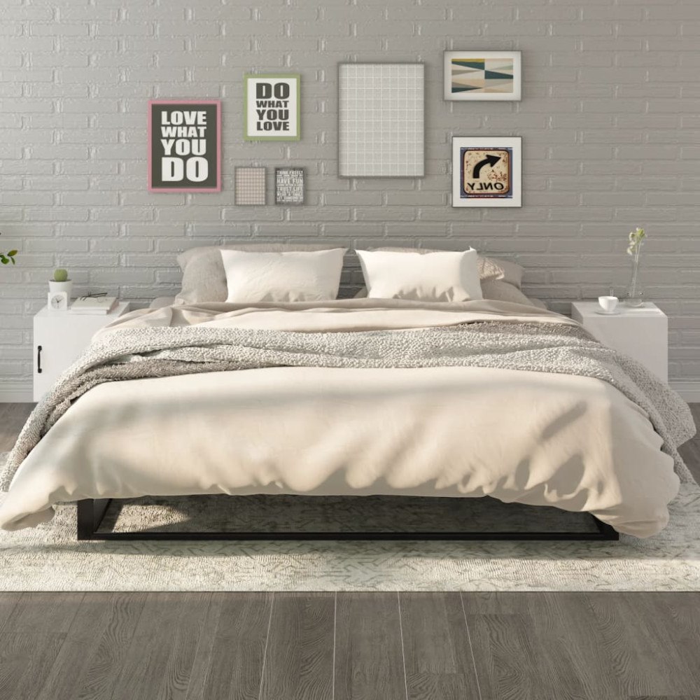 vidaXL Sängbord 2 st vit högglans konstruerat trä