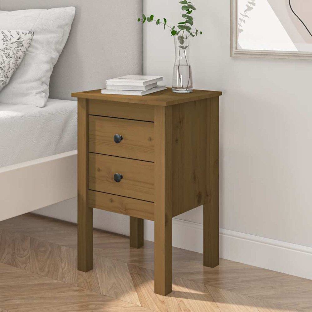 vidaXL Sängbord honungsbrun 40x35x61,5 cm massiv furu