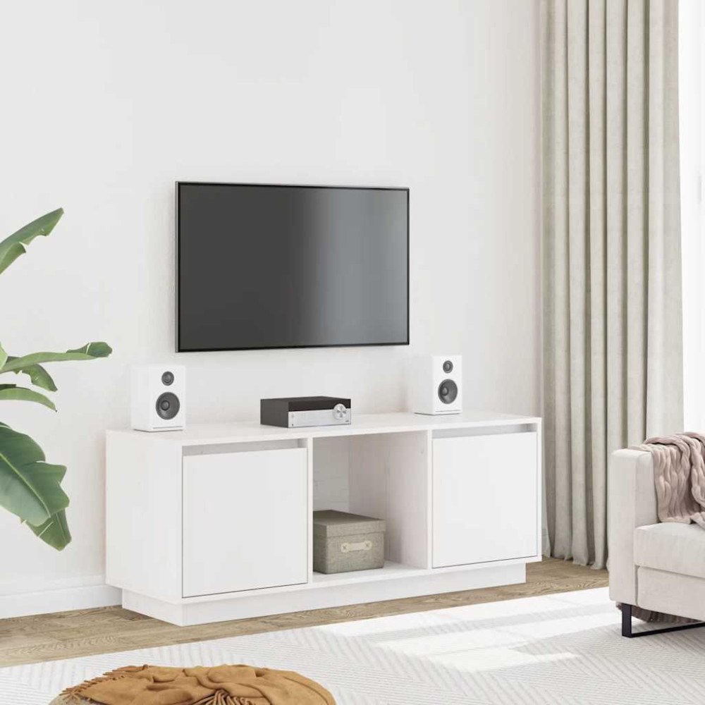vidaXL Tv-bänk vit 110,5x35x44 cm massiv furu