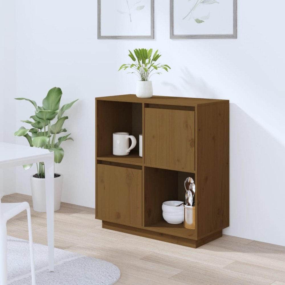 vidaXL Skänk honungsbrun 74x35x80 cm massiv furu