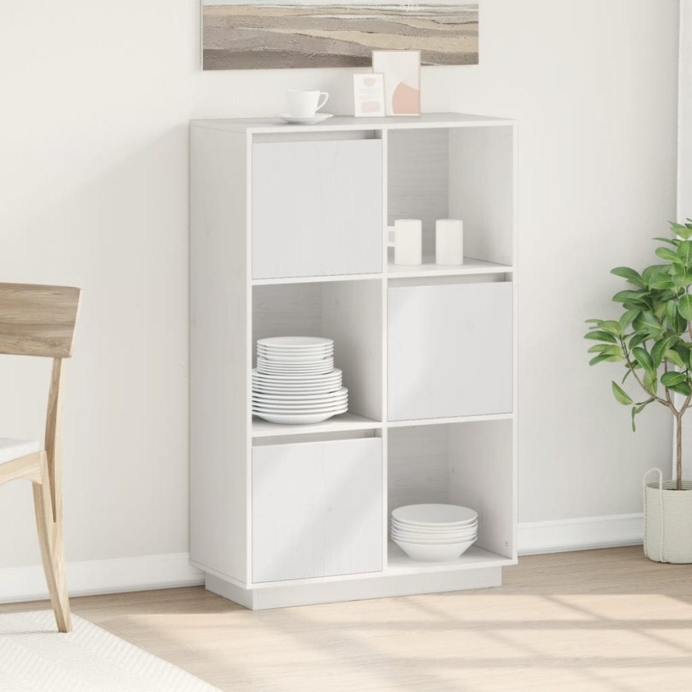 vidaXL Högskåp vit 74x35x117 cm massiv furu