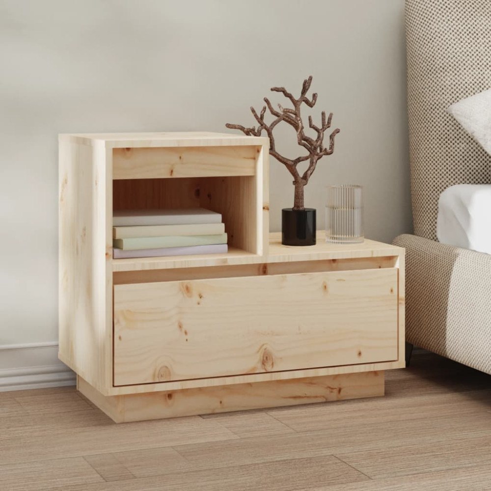 vidaXL Sängbord 60x34x51 cm massiv furu