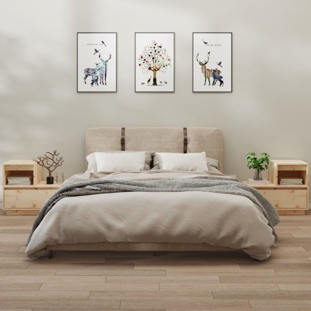 vidaXL Sängbord 2 st 60x34x51 cm massiv furu