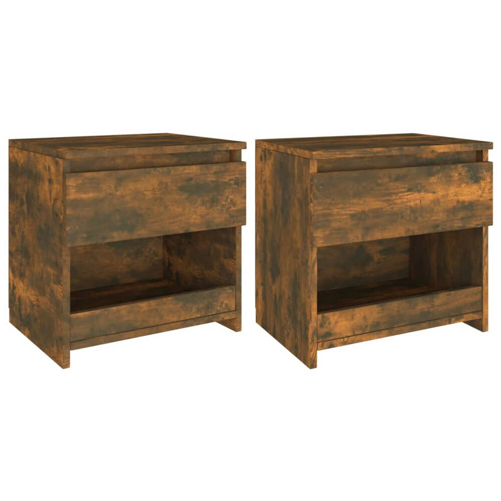 vidaXL Sängbord 2 st rökfärgad ek 40x30x39 cm konstruerat trä