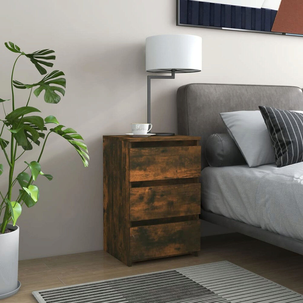 vidaXL Sängbord rökfärgad ek 40x35x62,5 cm konstruerat trä