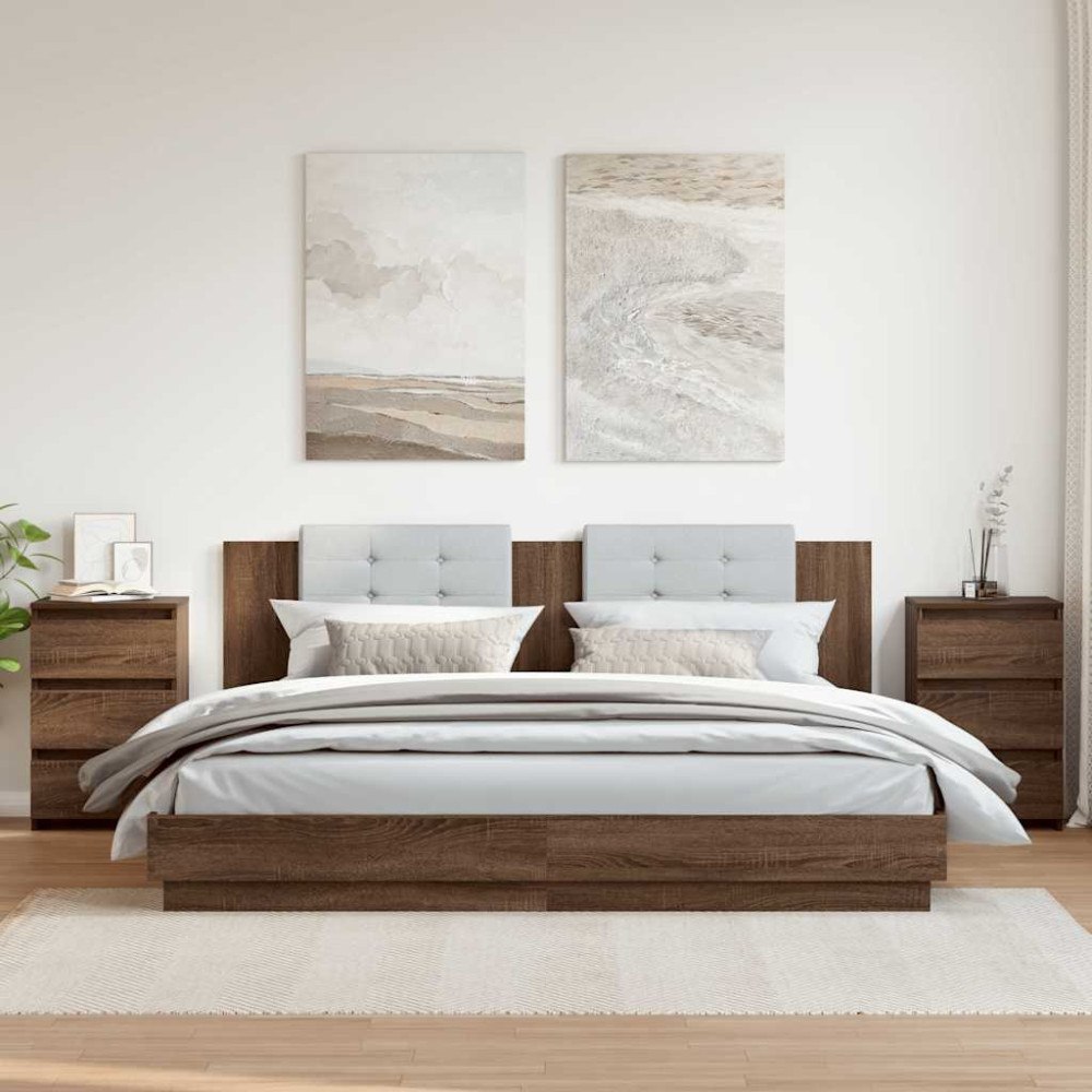 vidaXL Sängbord 2 st brun ek 40x35x62,5 cm konstruerat trä