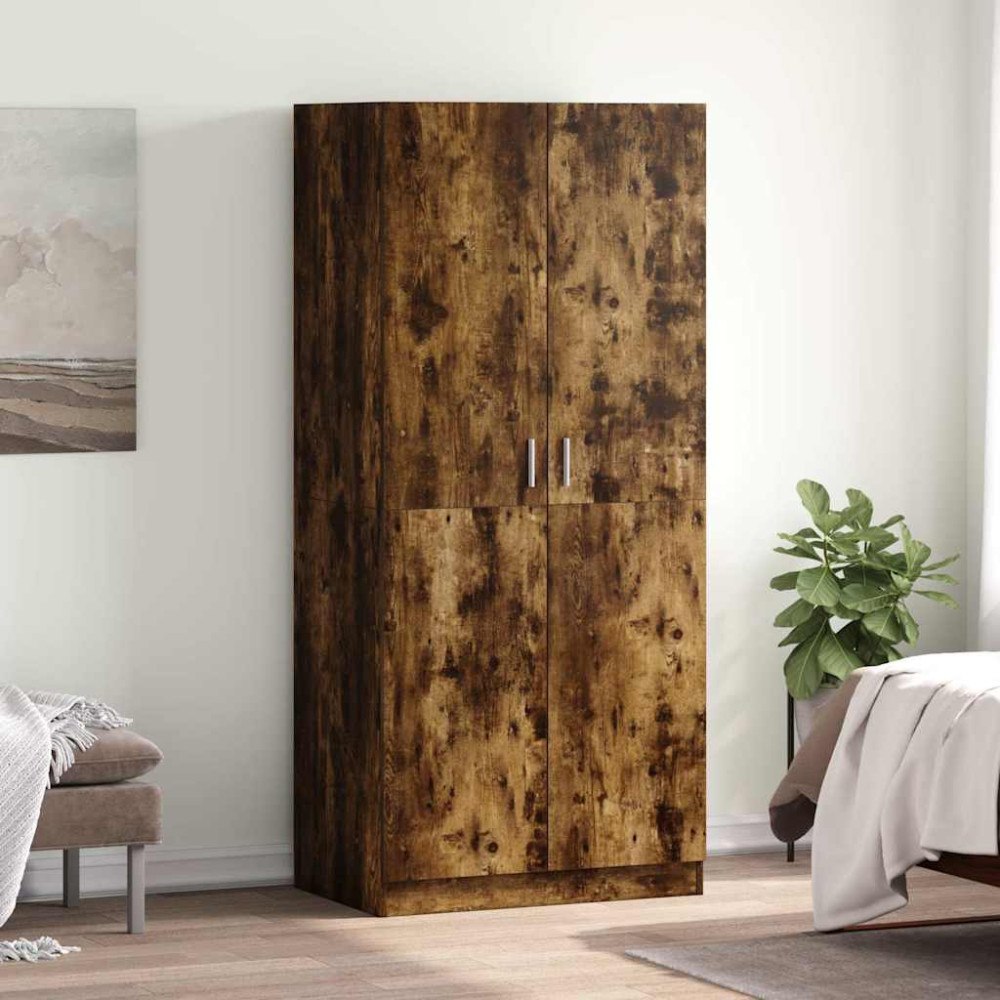 vidaXL Garderob rökfärgad ek 80x52x180 cm konstruerat trä